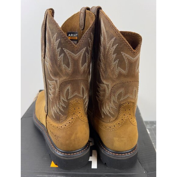 Ariat Men’s Workhog 10.5 D Medium Brown Leather Work Boots Electrical Soft Toe - Picture 5 of 12